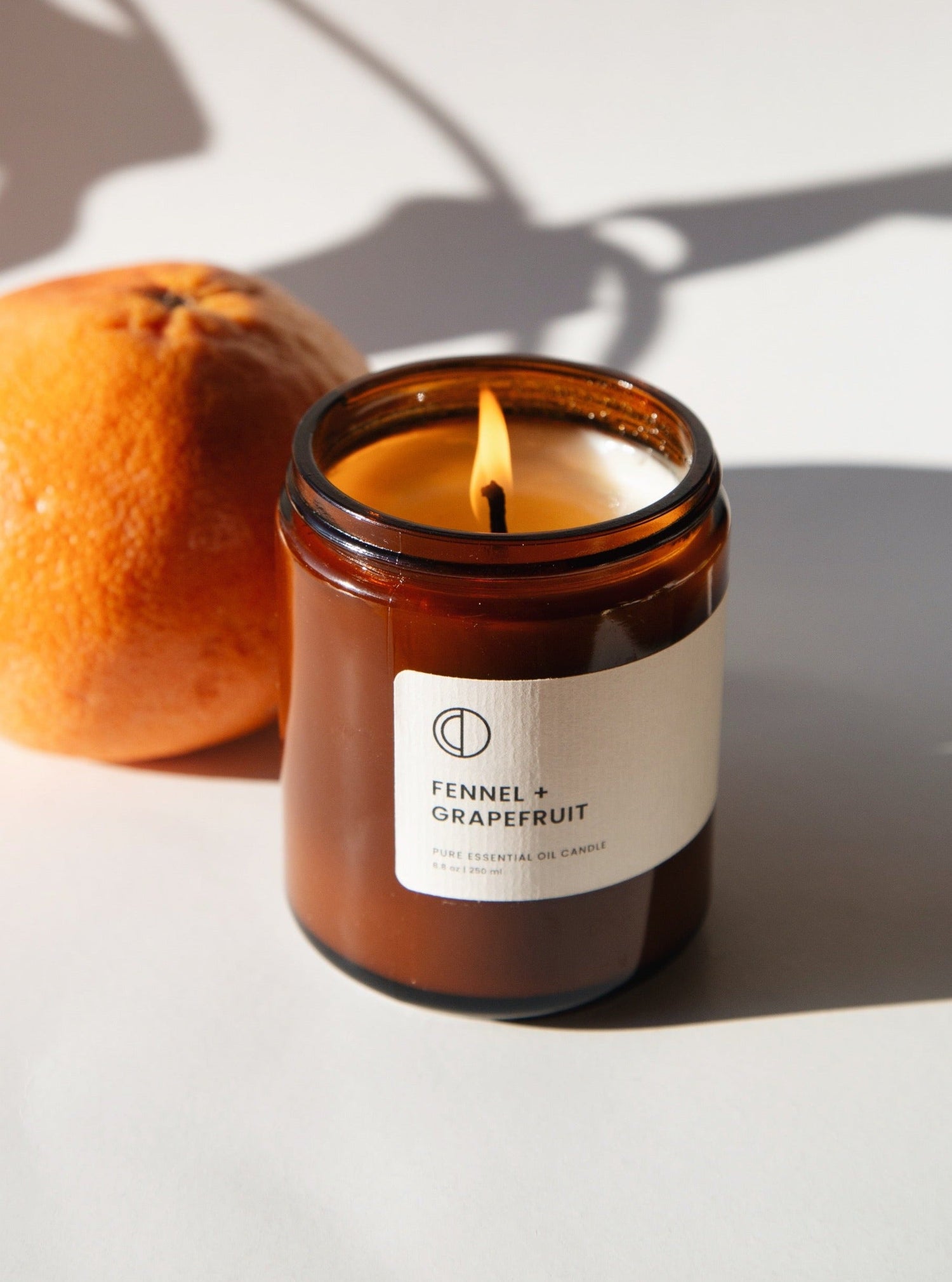 Fenchel + Grapefruit | Bernsteinfarbene Glaskerze