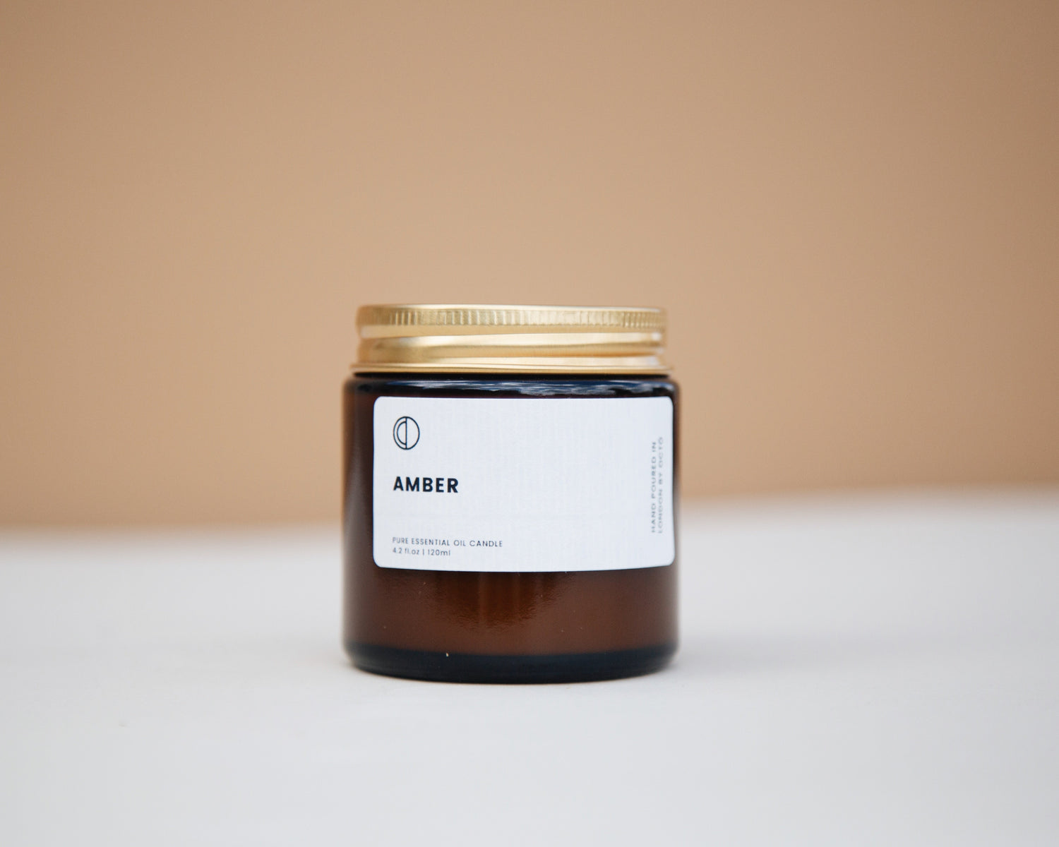 Amber (Lavendel + Patchouli + Weihrauch) | Bernsteinfarbene Kerze im Glas