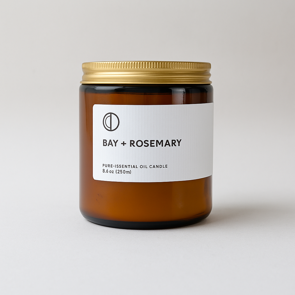 Lorbeer + Rosmarin | Bernsteinfarbene Kerze im Glas