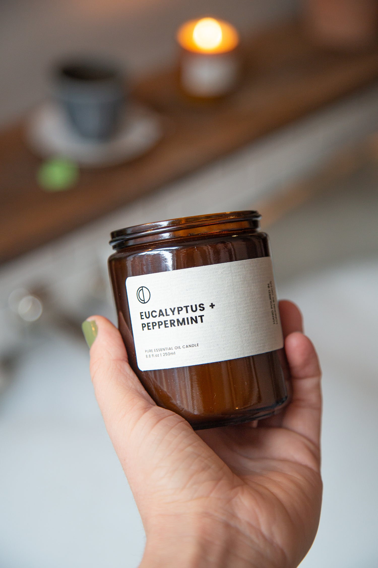 Eukalyptus + Pfefferminze | Bernsteinfarbene Kerze im Glas