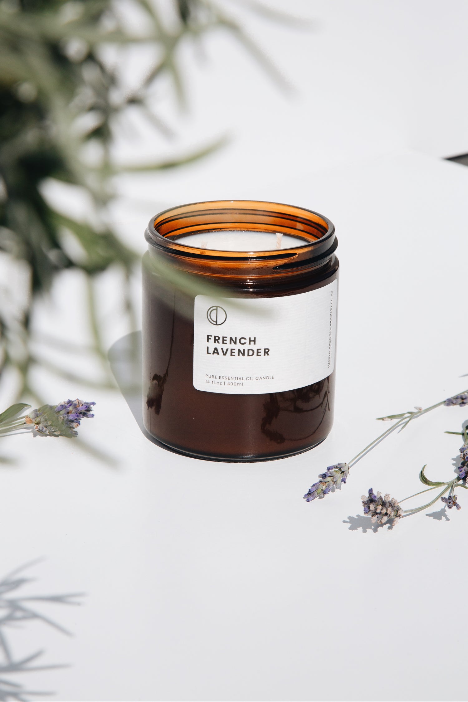 Lavendel | Bernsteinfarbene Glaskerze