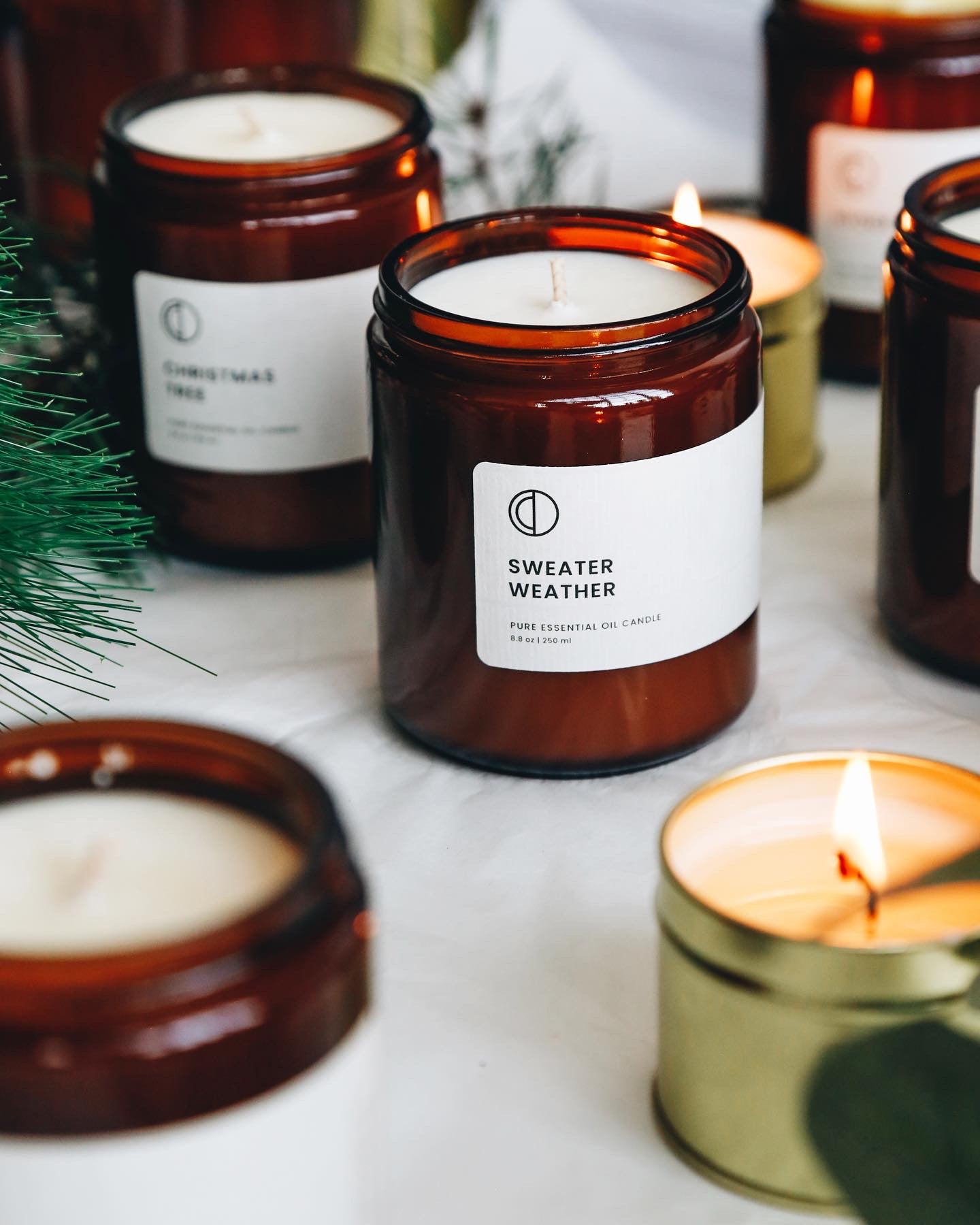 Pulloverwetter (Kiefer + Tanne + Gewürznelke) | Bernsteinfarbene Kerze im Glas