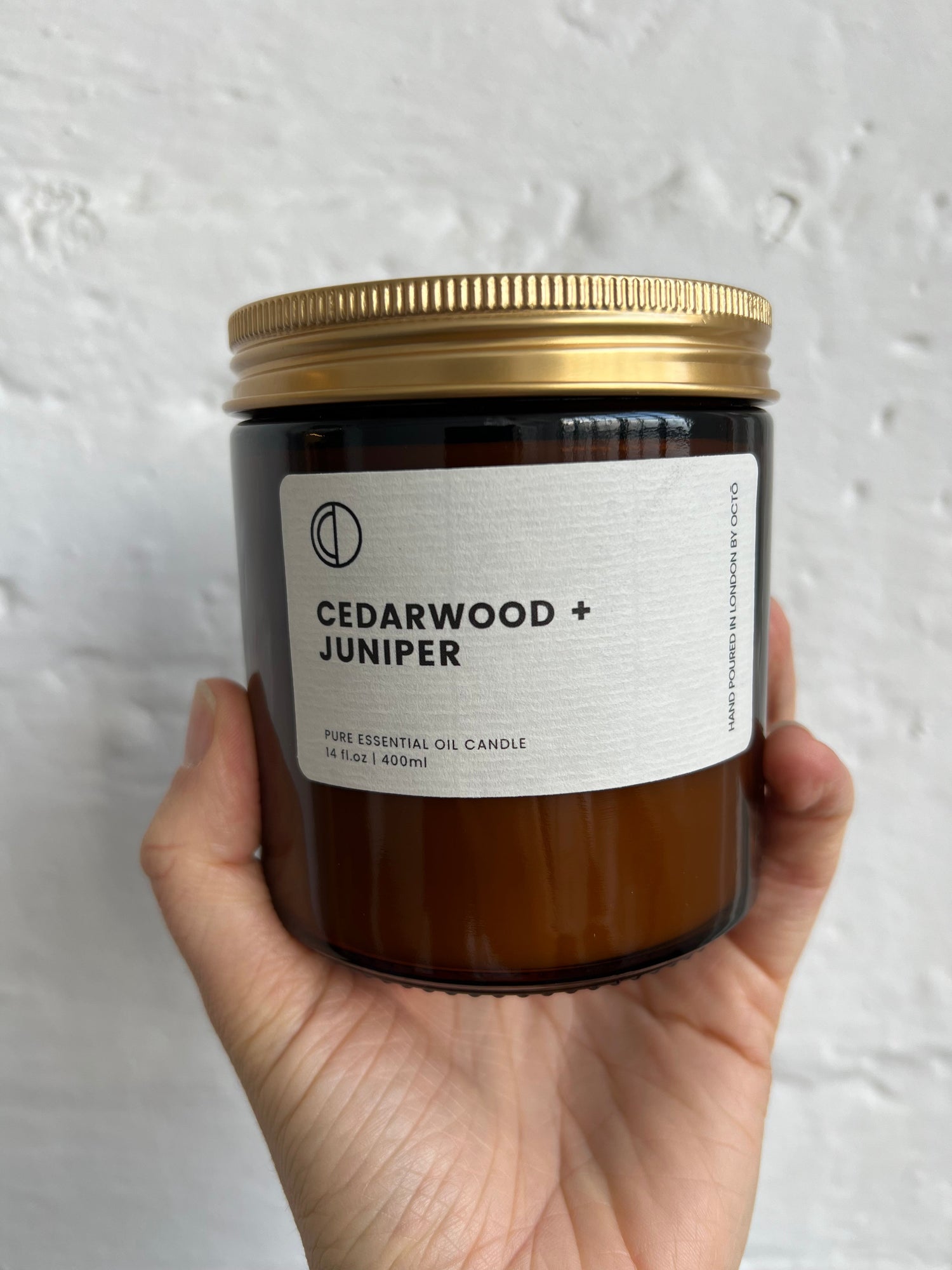 Zeder + Wacholder | Bernsteinfarbene Kerze im Glas