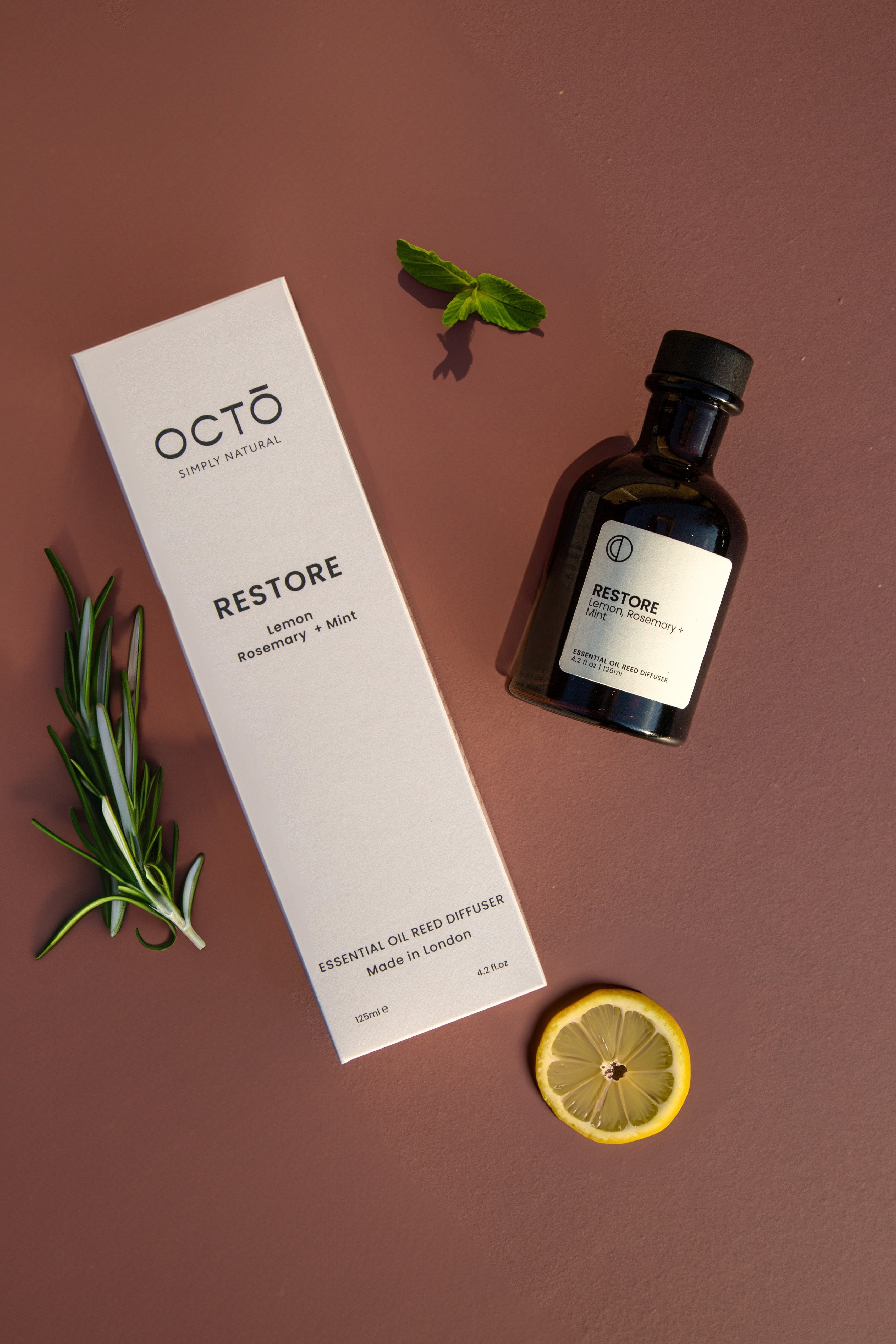 Restore (Zitrone + Rosmarin + Minze) | Rattanstäbchen-Diffusor