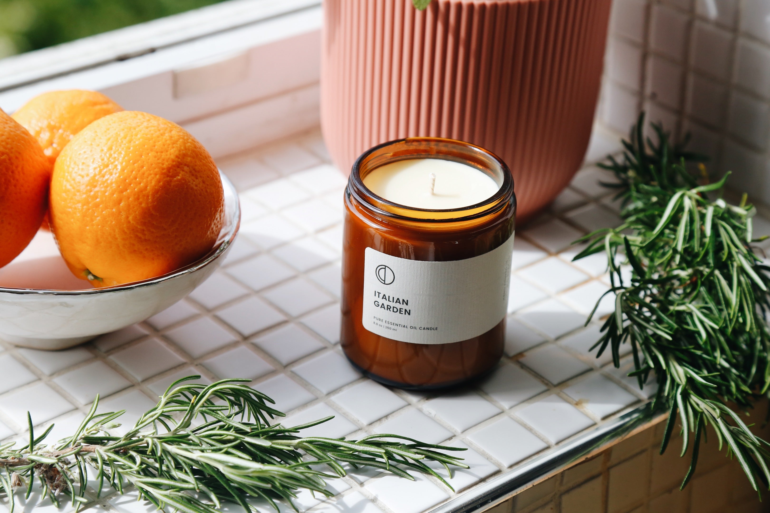Italian Garden (Orange + Romarin + Sauge) | Bougie Pot Ambré