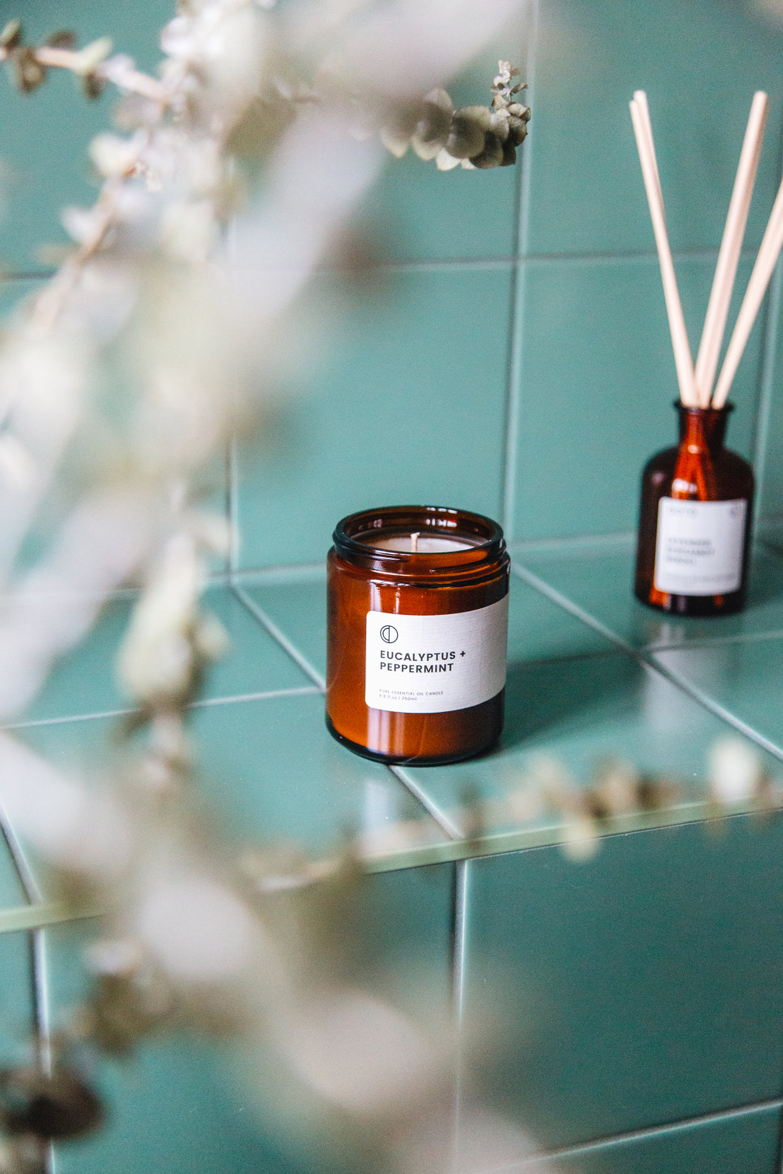 Eukalyptus + Pfefferminze | Bernsteinfarbene Kerze im Glas