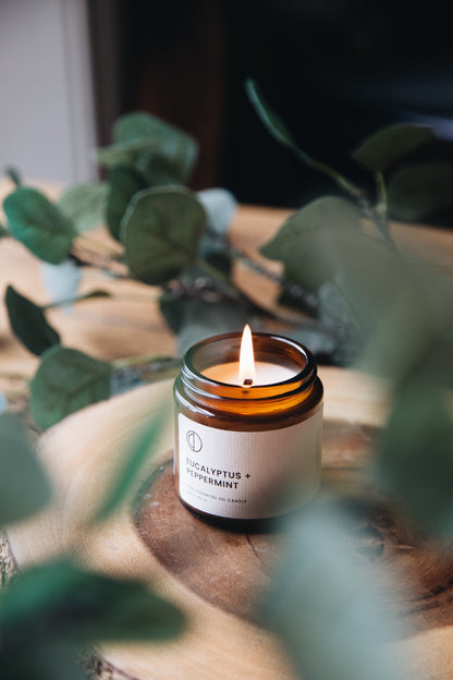 Eucalyptus + Menthe poivree | Bougie Pot Ambré