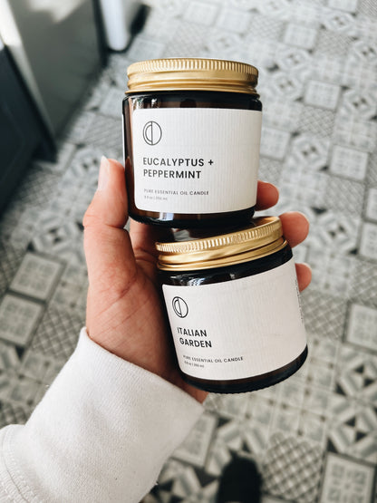 Eucalyptus + Menthe poivree | Bougie Pot Ambré