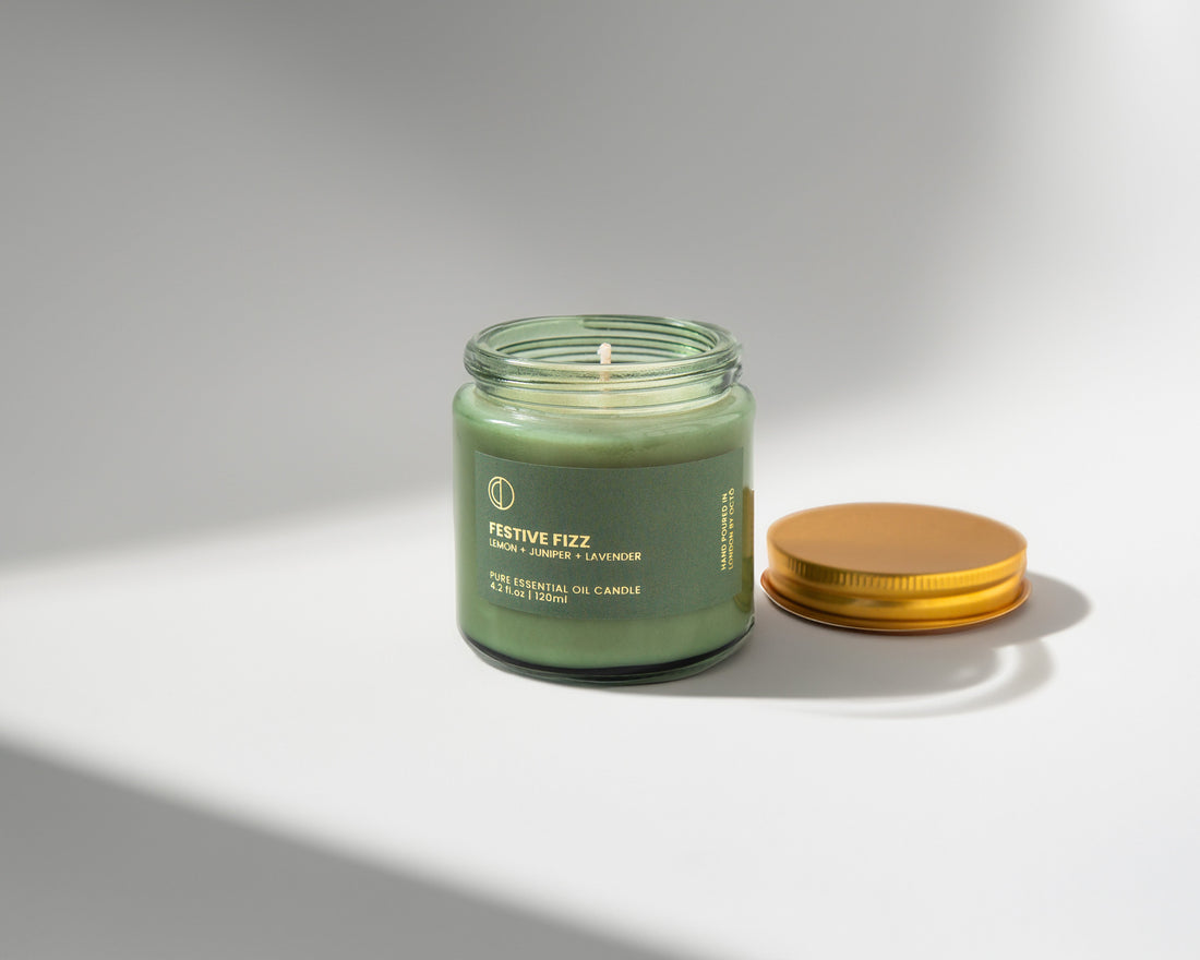 Festive Fizz (Zitrone + Wacholder + Lavendel) | Grüne Kerze im Glas