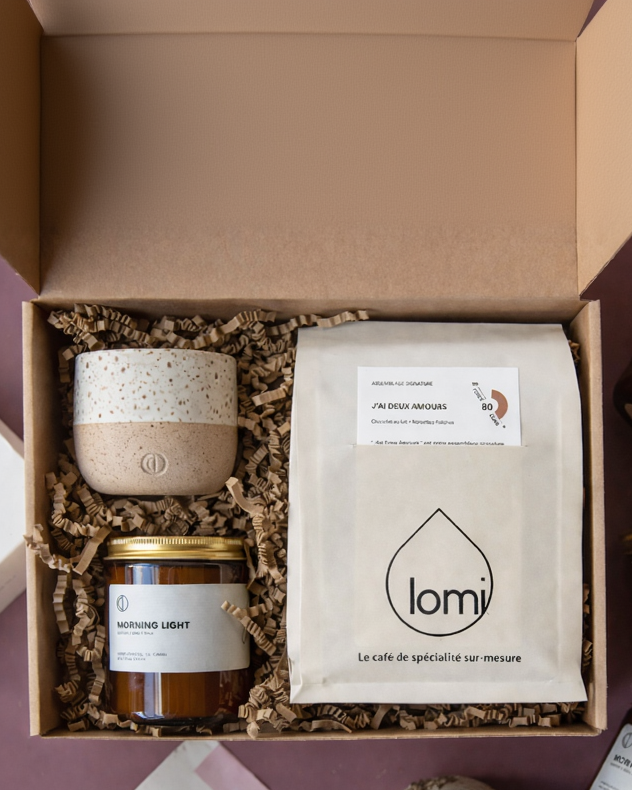 Coffret Matin | Bougie, tasse en céramique et café